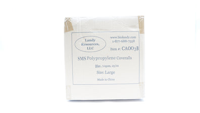 Landy CA003B SMS Polypropylene Coveralls, Blue, 50gsm, Size Large - Case of 25